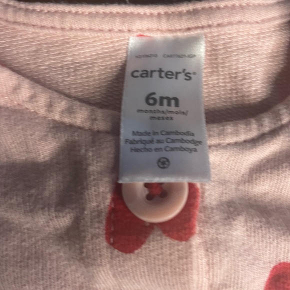 Carter's Pink Cardigan with Red hearts 6 months - Picture 2 of 4